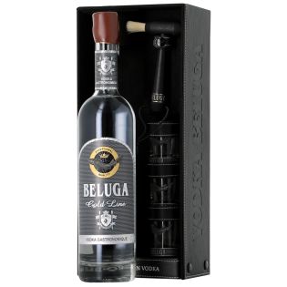 Vodka Beluga Gold Line + 3 Shooters sérigraphiés + marteau – Réf : 15271 – 3