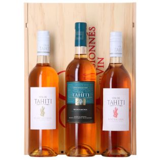 Assortiment 3 Vins de Tahiti - 1 Blanc sec + 1 blanc moelleux + 1 Rosé